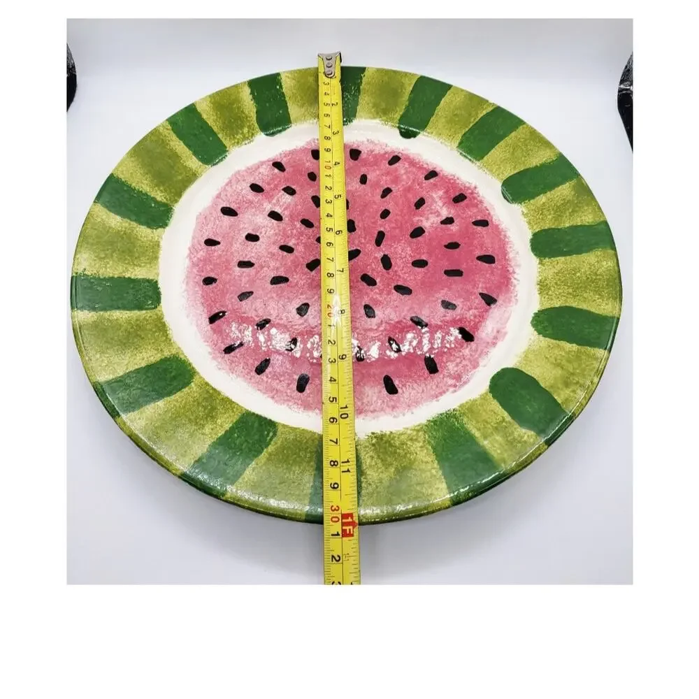 Ceramic Watermelon Plate & Tea Cup Summer Decor Vintage Handmade Bundle LOT Set